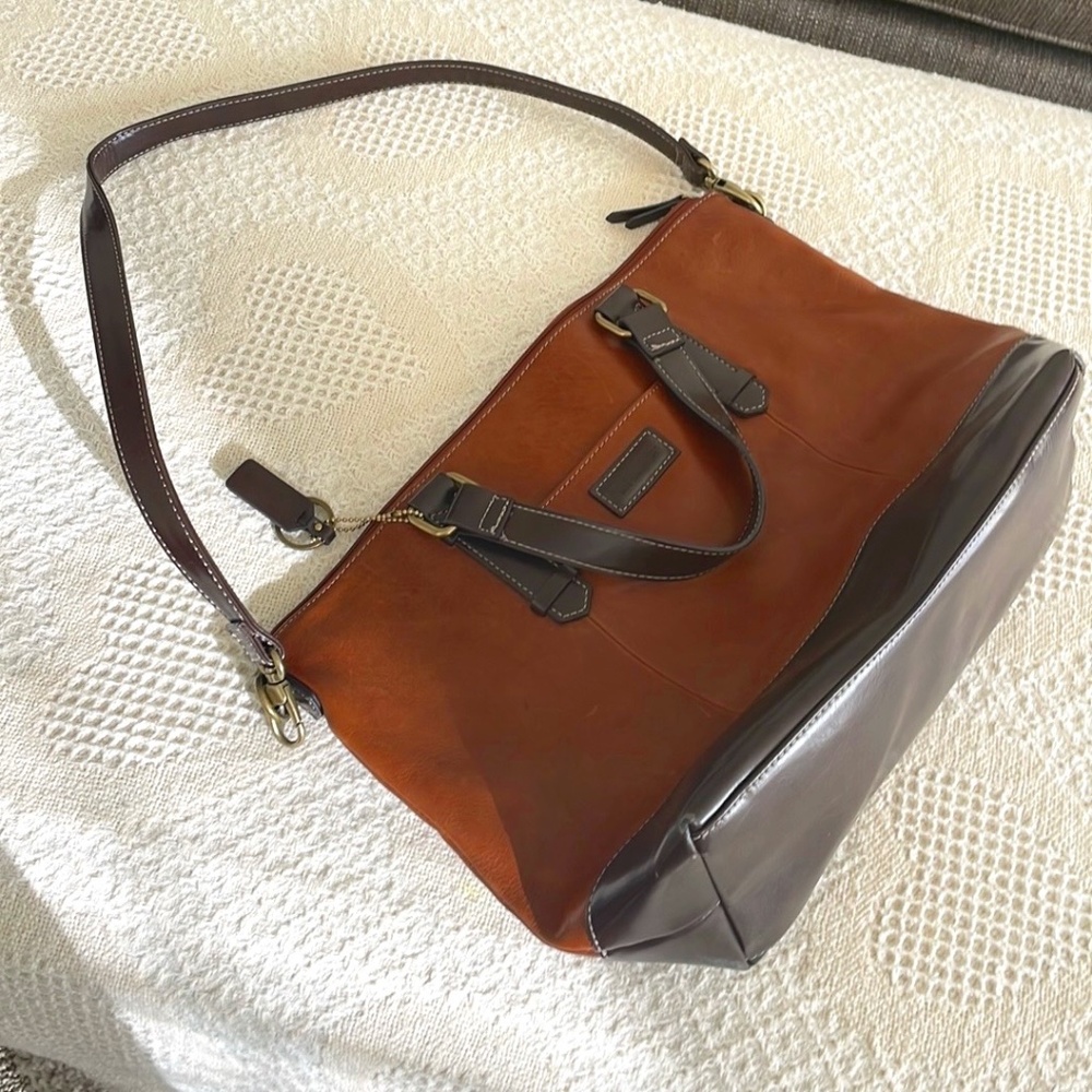TIGNANELLO‎ TWO-TONE COGNAC-BROWN LEATHER HANDBAG